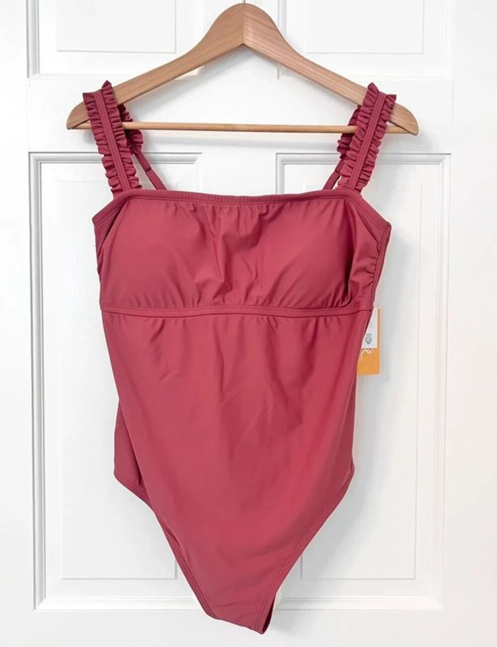 Kona Sol Size Large Mauve Pink One Piece Swimming Suit Ruffles NEW